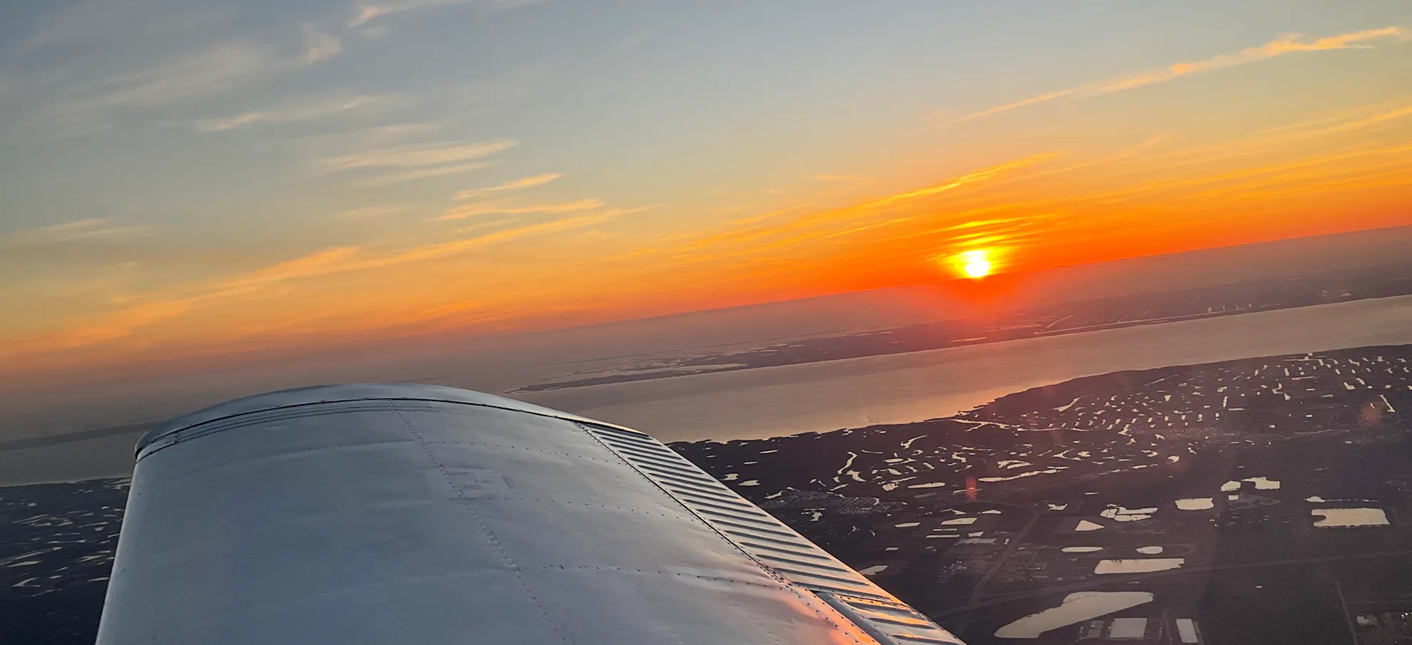 Sunset flight over the Southwest Florida coast
